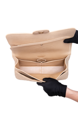 CHANEL CLASSIC DOUBLE FLAP CAVIAR JUMBO PEARLY BEIGE