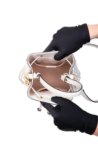 GUCCI BUCKET OPHINIA WEB SMALL LEATHER OFF WHITE