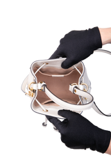 GUCCI BUCKET OPHINIA WEB SMALL LEATHER OFF WHITE