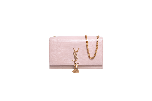 YSL KATE TASSEL CROCO EMBOSSED BEIGE