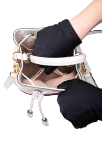 GUCCI BUCKET OPHINIA WEB SMALL LEATHER OFF WHITE