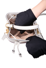 GUCCI BUCKET OPHINIA WEB SMALL LEATHER OFF WHITE