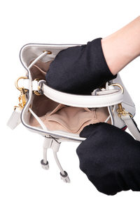 GUCCI BUCKET OPHINIA WEB SMALL LEATHER OFF WHITE