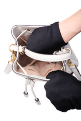 GUCCI BUCKET OPHINIA WEB SMALL LEATHER OFF WHITE