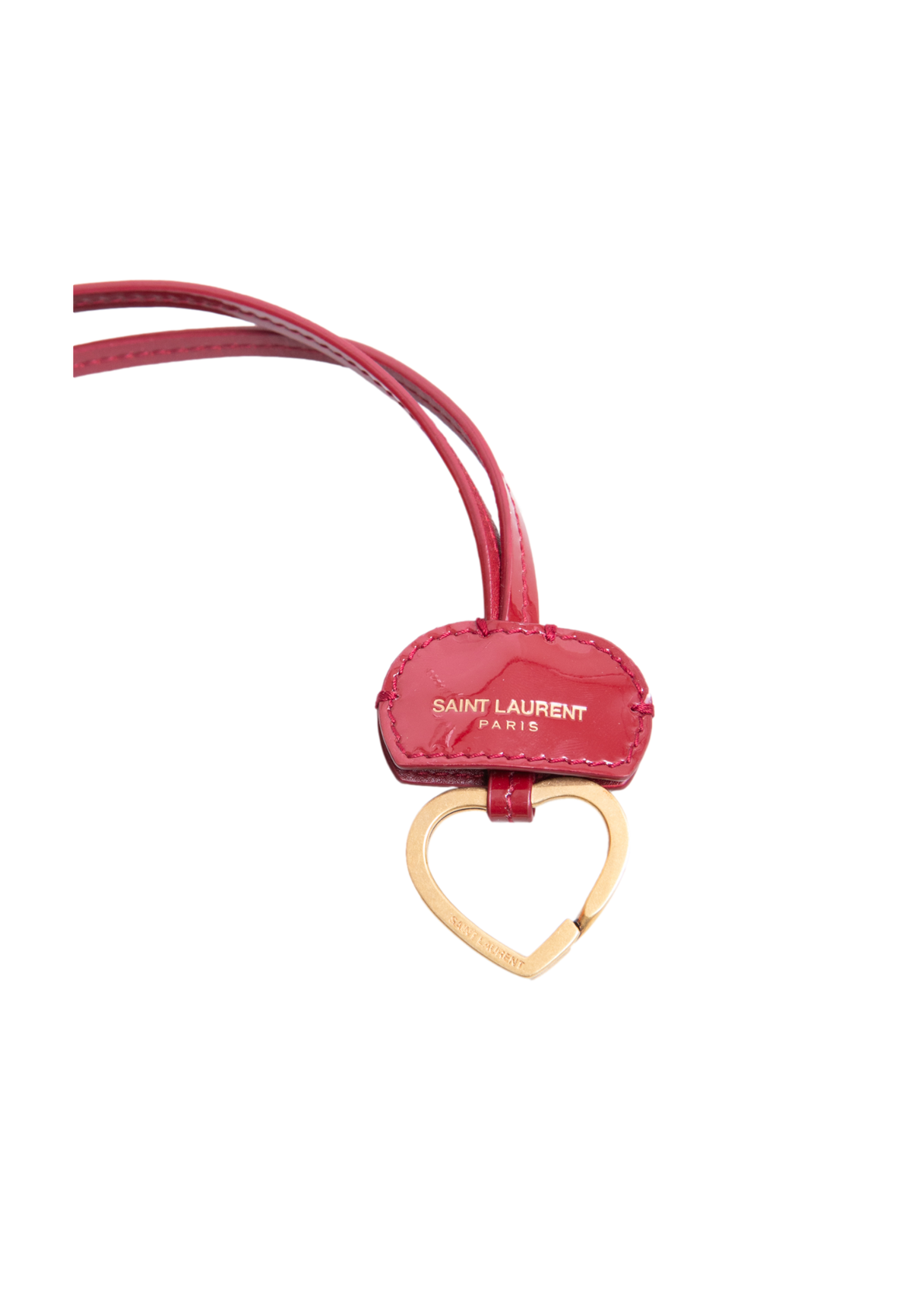 YSL CHARM OPYUM RED WITH GOLD HEART KEYCHAIN