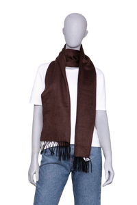 GABRIELA HEARST SCARF CASHMERE BLAINE FRINGED CHOCOLATE