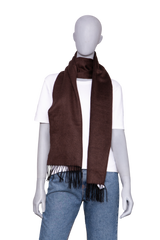 GABRIELA HEARST SCARF CASHMERE BLAINE FRINGED CHOCOLATE