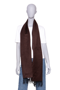 GABRIELA HEARST SCARF CASHMERE BLAINE FRINGED CHOCOLATE