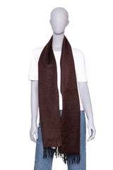 GABRIELA HEARST SCARF CASHMERE BLAINE FRINGED CHOCOLATE
