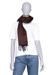 GABRIELA HEARST SCARF CASHMERE BLAINE FRINGED CHOCOLATE