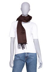 GABRIELA HEARST SCARF CASHMERE BLAINE FRINGED CHOCOLATE