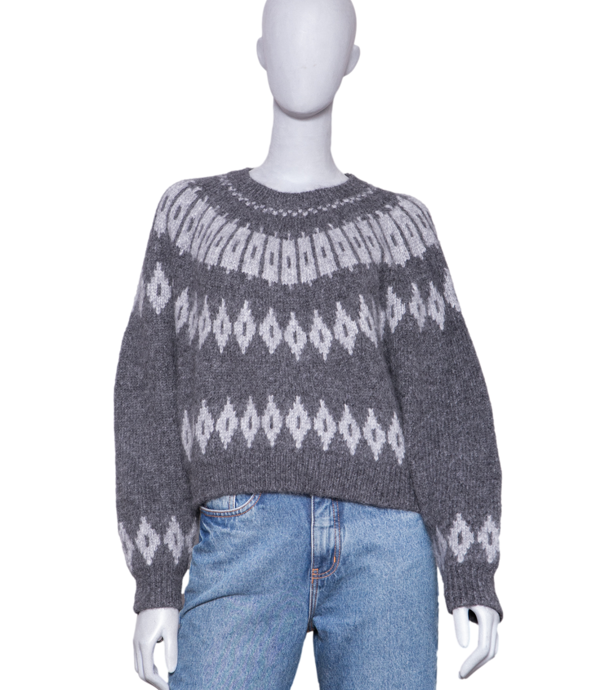 NILI LOTAN SWEATER ARLETH FAIR ISLE ALPACA GREY