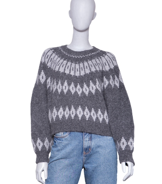 NILI LOTAN SWEATER ARLETH FAIR ISLE ALPACA GREY