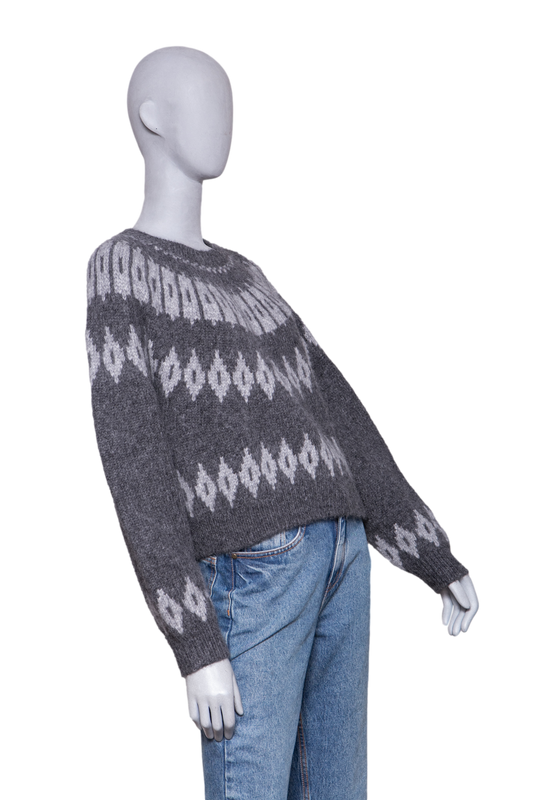 NILI LOTAN SWEATER ARLETH FAIR ISLE ALPACA GREY