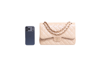 CHANEL CLASSIC DOUBLE FLAP CAVIAR JUMBO PEARLY BEIGE