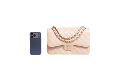 CHANEL CLASSIC DOUBLE FLAP CAVIAR JUMBO PEARLY BEIGE