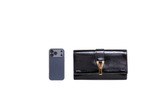 YSL Y LIGNE CLUTCH PATENT BLACK