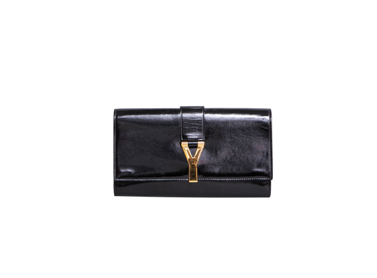 YSL Y LIGNE CLUTCH PATENT BLACK