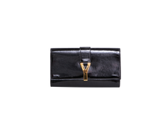 YSL Y LIGNE CLUTCH PATENT BLACK
