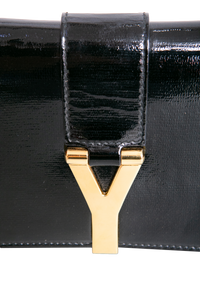 YSL Y LIGNE CLUTCH PATENT BLACK