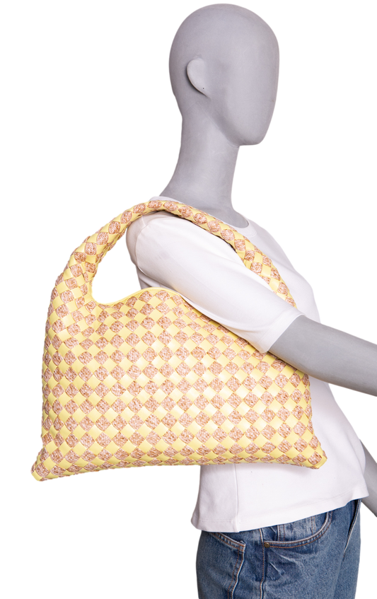 BOTTEGA GOP INTRECCIATO SMALL RAFFIA/JAUNE