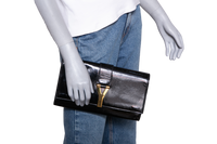YSL Y LIGNE CLUTCH PATENT BLACK