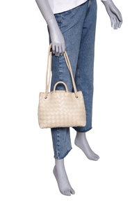 BOTTEGA ANDIAMO SMALL INTRECCIATO CREAM