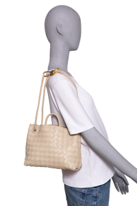 BOTTEGA ANDIAMO SMALL INTRECCIATO CREAM