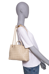BOTTEGA ANDIAMO SMALL INTRECCIATO CREAM