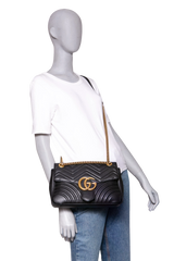 GUCCI GG MARMONT MEDIUM MATELASSÊ BLACK