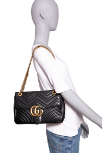 GUCCI GG MARMONT MEDIUM MATELASSÊ BLACK