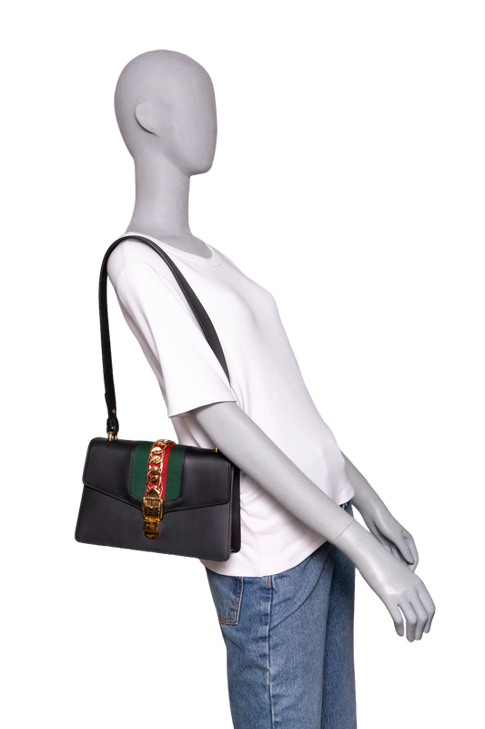 GUCCI SYLVIE BAG SMALL LEATHER BLACK