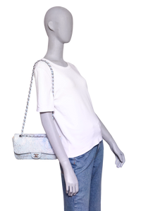 CHANEL STRASS EMBELLISHED DENIM FLAP BAG - SILVER HDWR