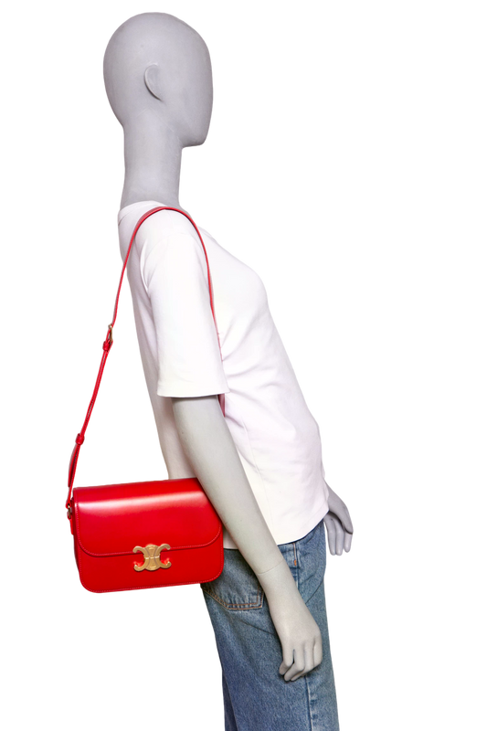 CELINE TRIOMPHE CLASSIQUE SHINY CALFSKIN RED