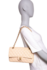CHANEL CLASSIC DOUBLE FLAP CAVIAR BEIGE - GOLD HDWR
