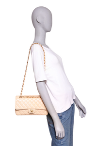 CHANEL CLASSIC DOUBLE FLAP CAVIAR BEIGE - GOLD HDWR