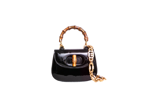 GUCCI BAMBOO 1947 MINI BAG PATENT BLACK
