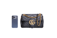 GUCCI GG MARMONT MEDIUM MATELASSÊ BLACK