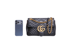 GUCCI GG MARMONT MEDIUM MATELASSÊ BLACK
