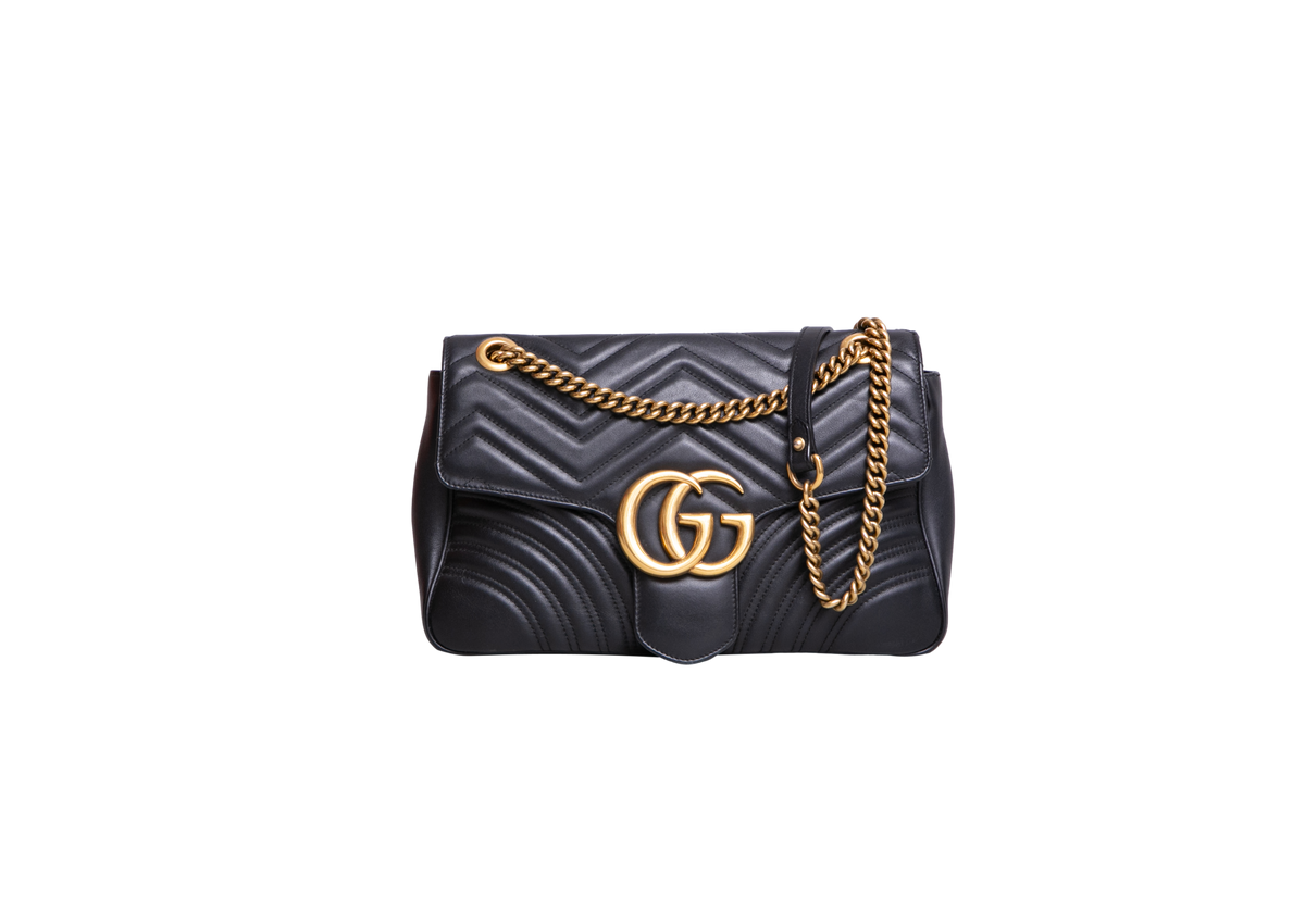 GUCCI GG MARMONT MEDIUM MATELASSÊ BLACK
