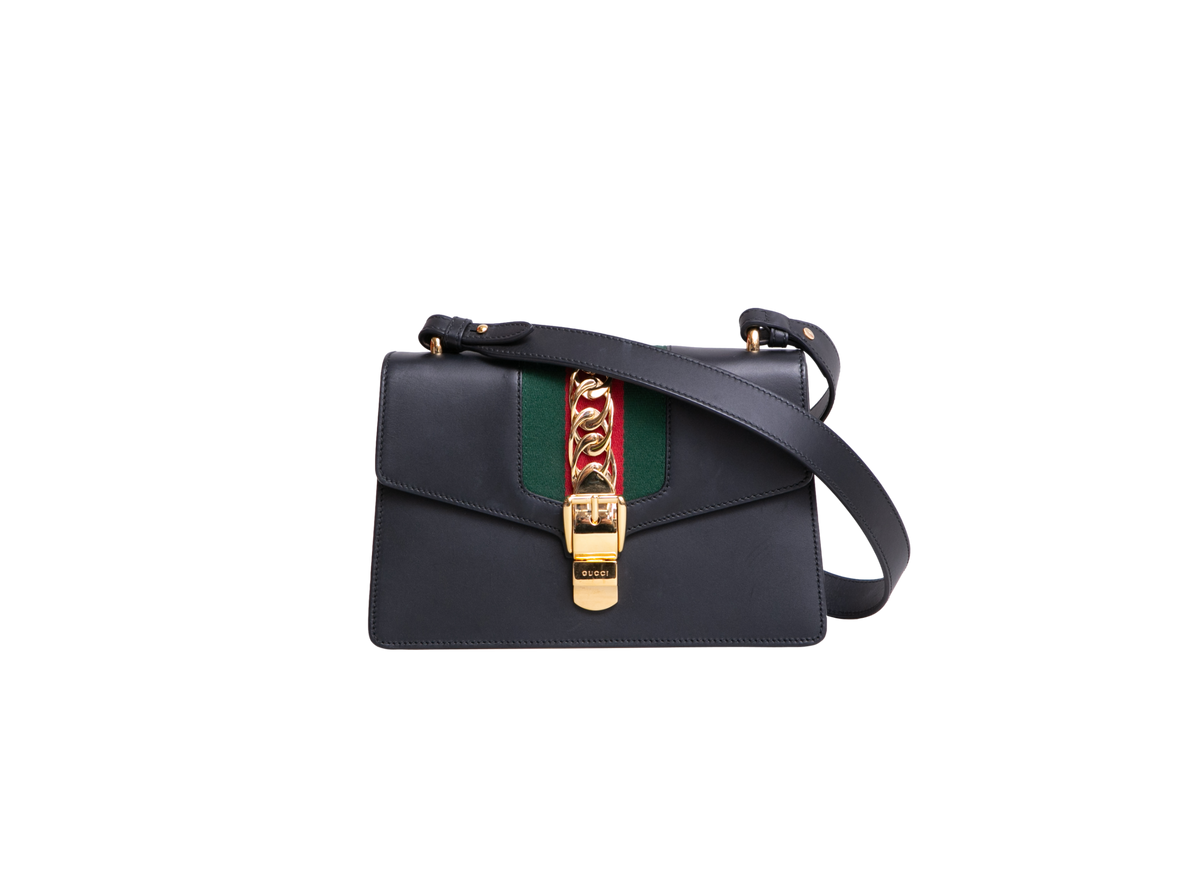 GUCCI SYLVIE BAG SMALL LEATHER BLACK