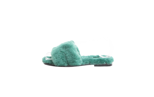 HERMÈS SANDAL ORAN SHEARLING FUR VERT ANGLAIS - 34 BR