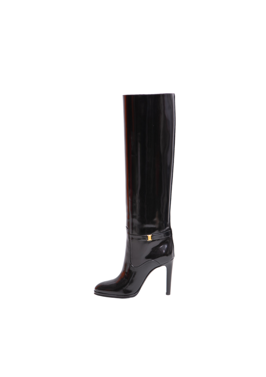 YSL DAINE KNEE-HIGH PATENT BLACK - 37 BR