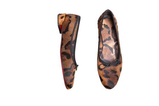 CHRISTIAN LOUBOUTIN BALLERINA FLATS PONY SKIN LEOPARD - 36 1/2 BR