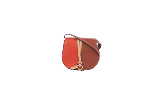 CHLOE ALPHABET MINI SADDLE RED & BROWN