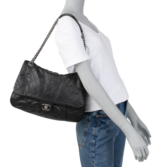 CHANEL COCO PLEATS MESSENGER BAG BLACK