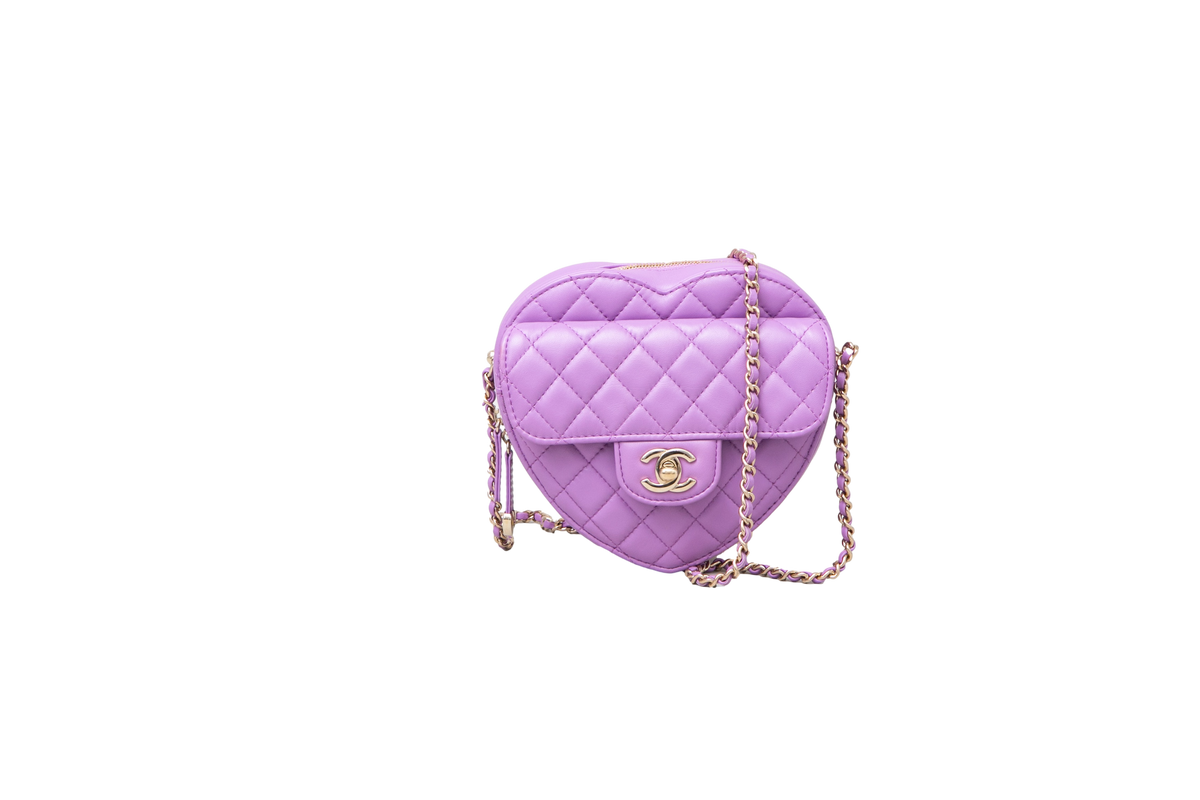 CHANEL COEUR LAMBSKIN QUILTED CC IN PURPLE