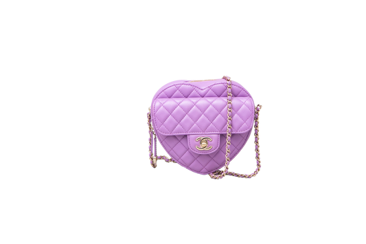 CHANEL COEUR LAMBSKIN QUILTED CC IN PURPLE