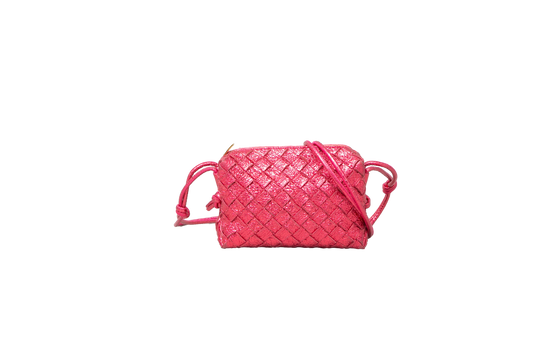 BOTTEGA MINI LOOP METTALIC CRINKLED PINK
