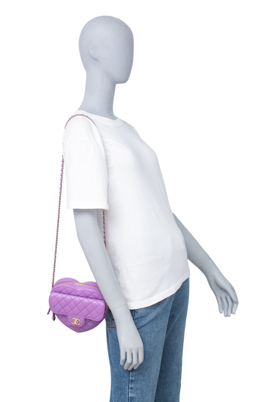 CHANEL COEUR LAMBSKIN QUILTED CC IN PURPLE